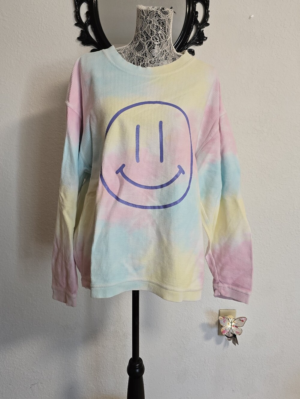 Pastel Tie-Dye Smiley Face Top